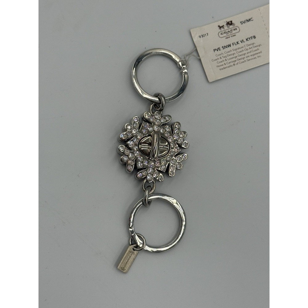 Coach Snowflake Crystal Detachable Keychain Charm Silver Holiday 93017 NWT - Picture 13 of 13